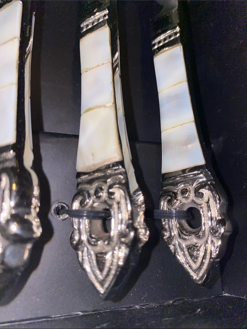 Bombay Silver-Tone Appetizer Forks with White Mother-of-Pearl Handles (3-Piece)